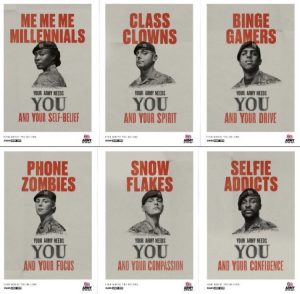 British Army recruitment posters; We haven't reached this stage yet in the US